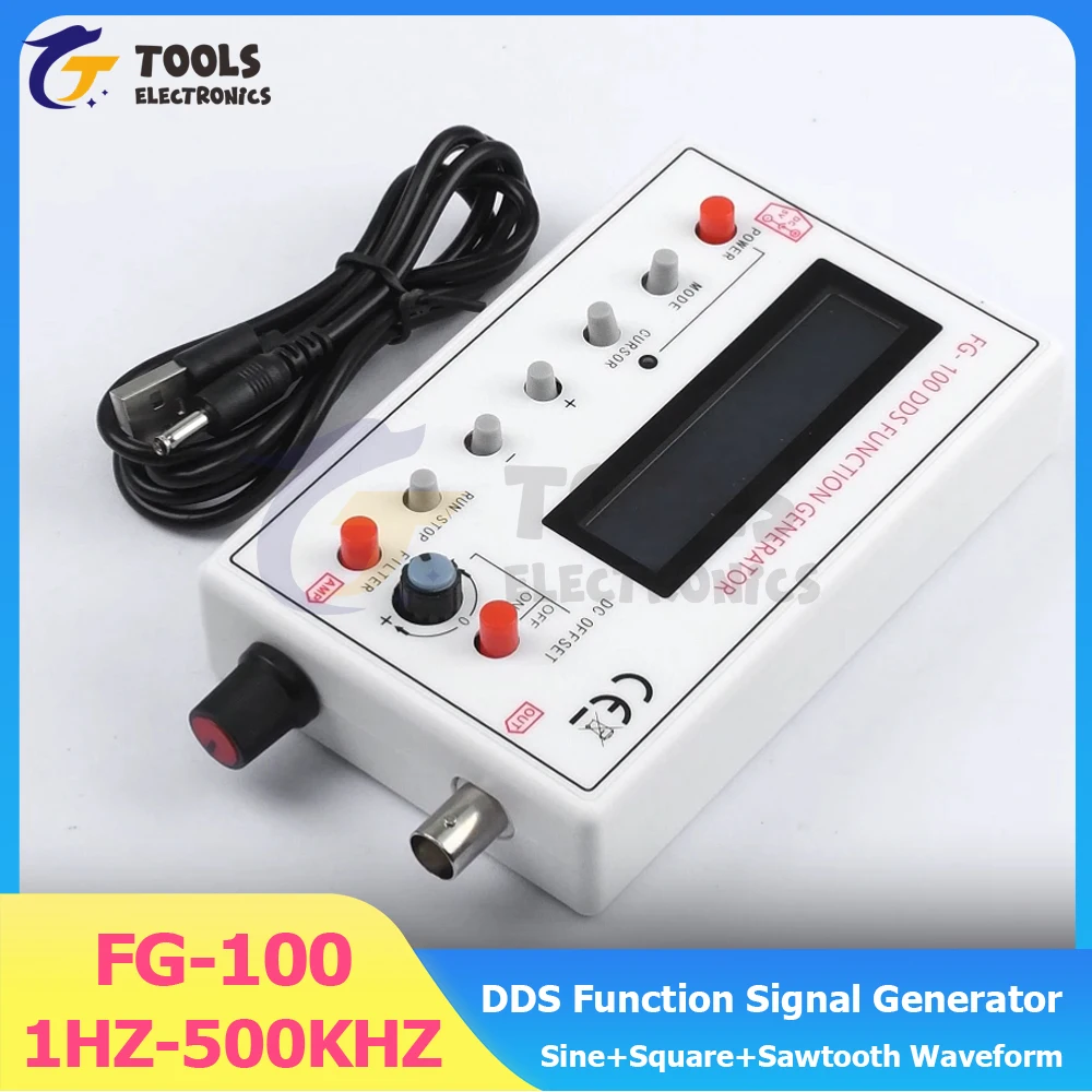 

Модуль генератора сигналов с функцией FG-100 DDS, 1 Гц-500 кГц, модуль источника сигнала, синусоидальный + квадратный + зубчатая форма сигнала, 3,7-10 В постоянного тока