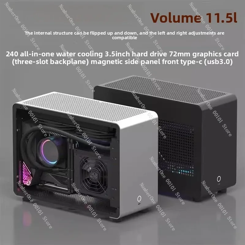 All Aluminum Side Vent ITX Mini Case, SFX Power Supply Support, Portable Air Cooling Small Form Factor PC Chassis