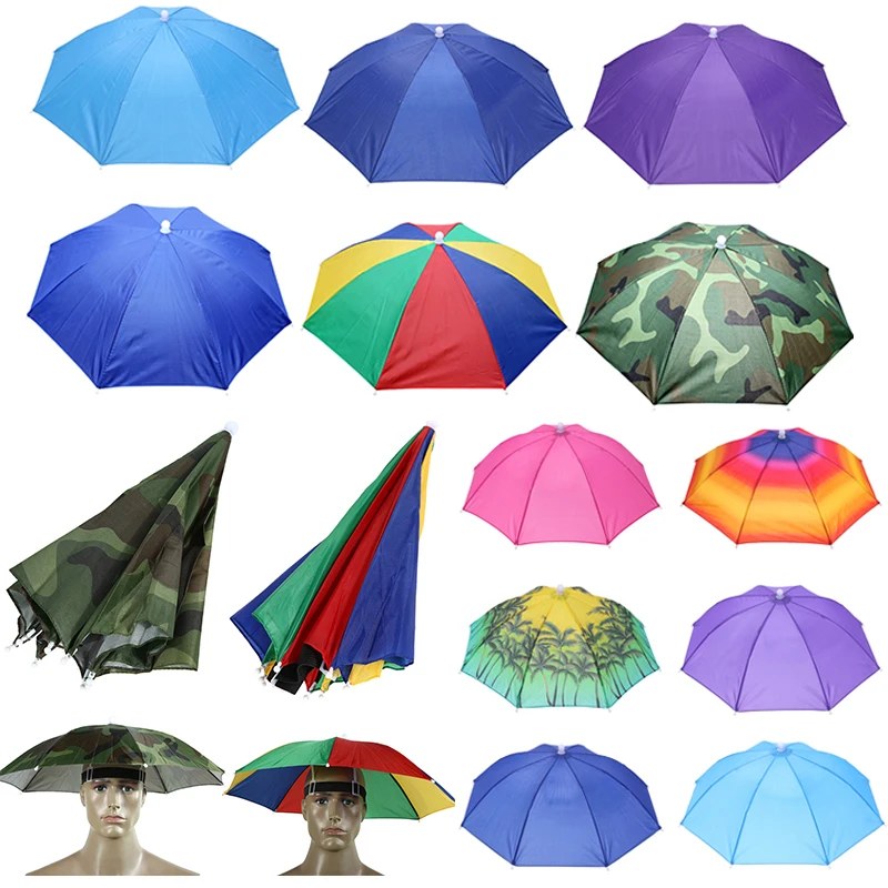 Portable Head Umbrella Hat Fishing Caps Anti-Rain Fishing Anti-Sun Umbrella Hat Adults Children Unisex Outdoor Pesca Sports Cap