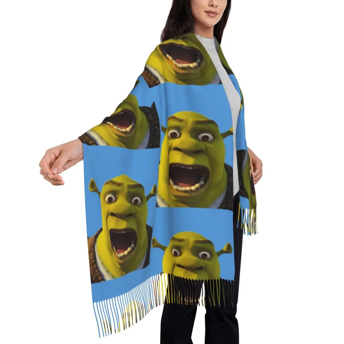 Shrek Scarf Tassel Scarves Women Soft Warm Shawls and Wraps Long Fall Winter Shawl Wrap