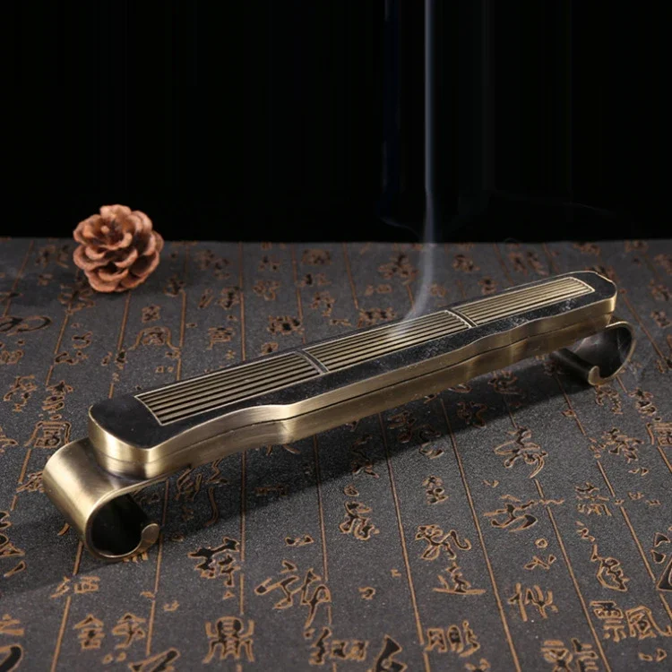 

F Teahouse Ornament Antique Copper Alloy Piano Incense Burner Metal for 21cm Stick Home Decor High-end Stick Holder Incense Base