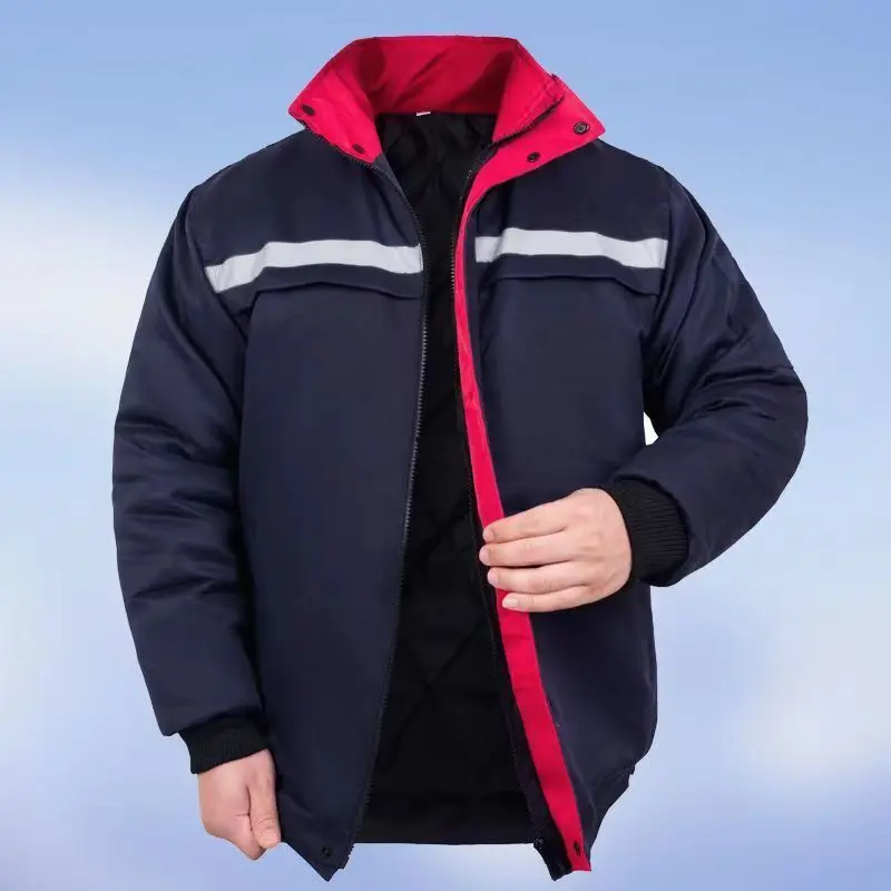 

Men's Winter Thiened Cotton Workwear Loose Fit Stand Collar Work orm Super Thi Labor Protection Clothing Stand Size
