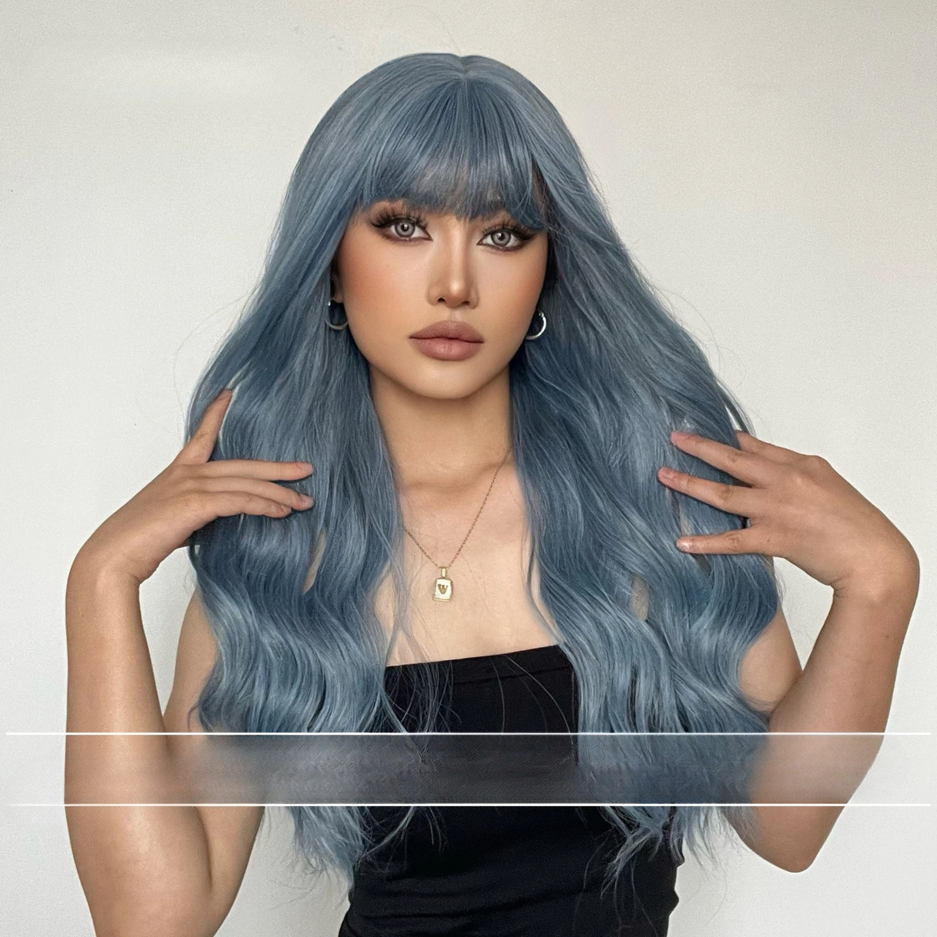 

Wig Women's Multiple Long Curly Hair Wave Roll Air Bangs Full Headgear European and American Wig Headgear