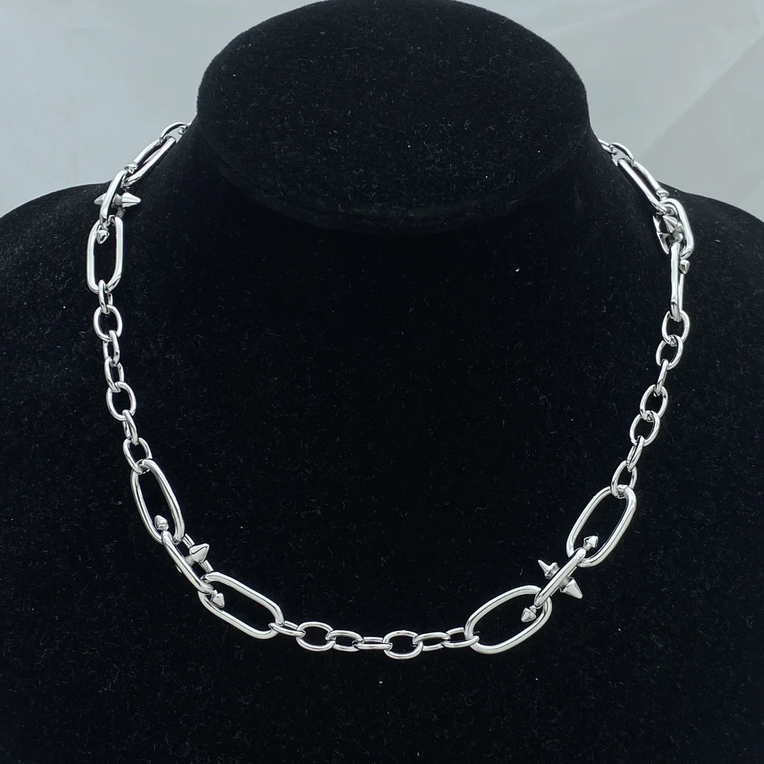 

925 sterling silver irregular geometric pattern fashionable personality double layer necklace