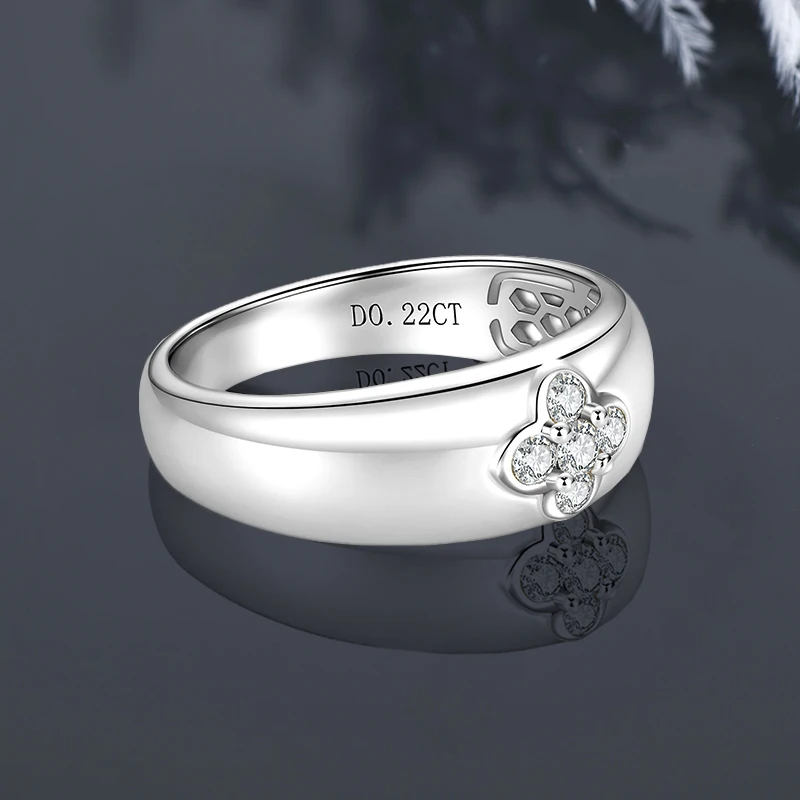 

IOGOU D0.22CT vvs1 кольцо с цветком клевера из муассанита для женщин, массивное широкое серебро 925 пробы, оригинальное обручальное кольцо, ювелирные изделия для свадебной вечеринки