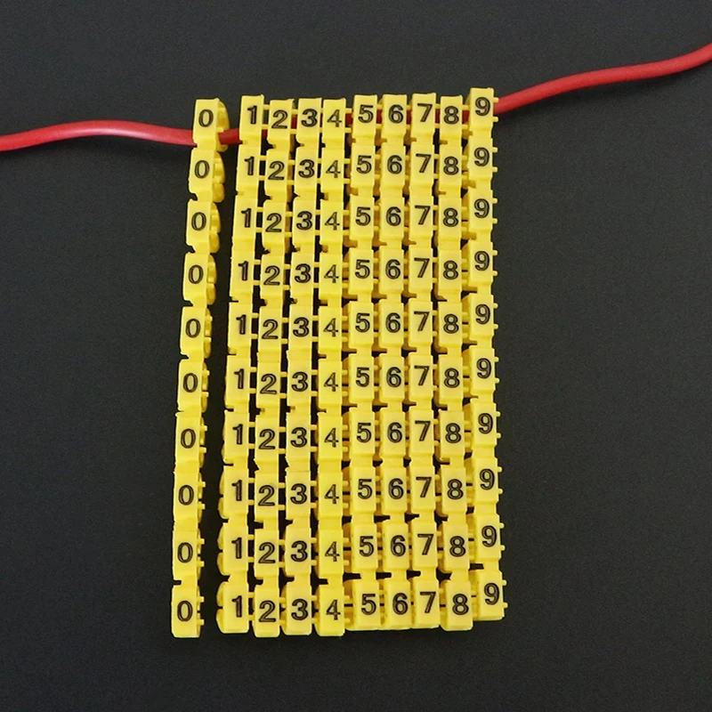 실용적인 케이블 마커 노란색 C 타입 번호 태그 라벨, 와이어 0.3/1.5/2.5/4/ 6/8/16mm ² 0-9, M0S/1/2/2L/3/5, 무료 배송