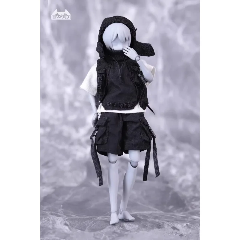 HASUKI 1/12 CS012 Female Soldier Mobile Girl Hoodie Top Shorts T-shirt Locomotive Clothes Set for 6