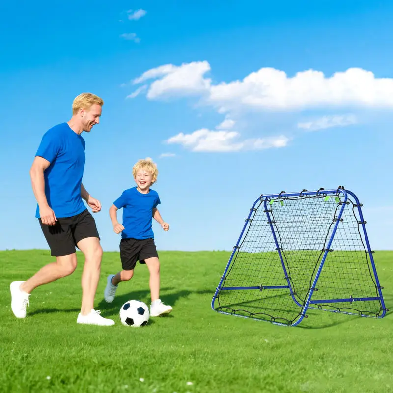 Beidseitige Fußball-Rückprallwand mit fünf Winkeleinstellungen und Netz 100×68–95cm blau für Trainingszwecke, Lokale Lieferung