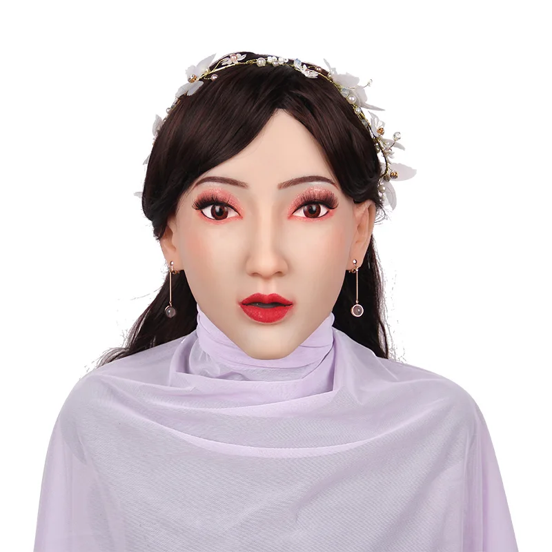 Silicone Head Lady Mask Party Head Cover Fake Body Suit Masks Face Realistic Silicon Girl For Men Full Body For Cosplay Costume