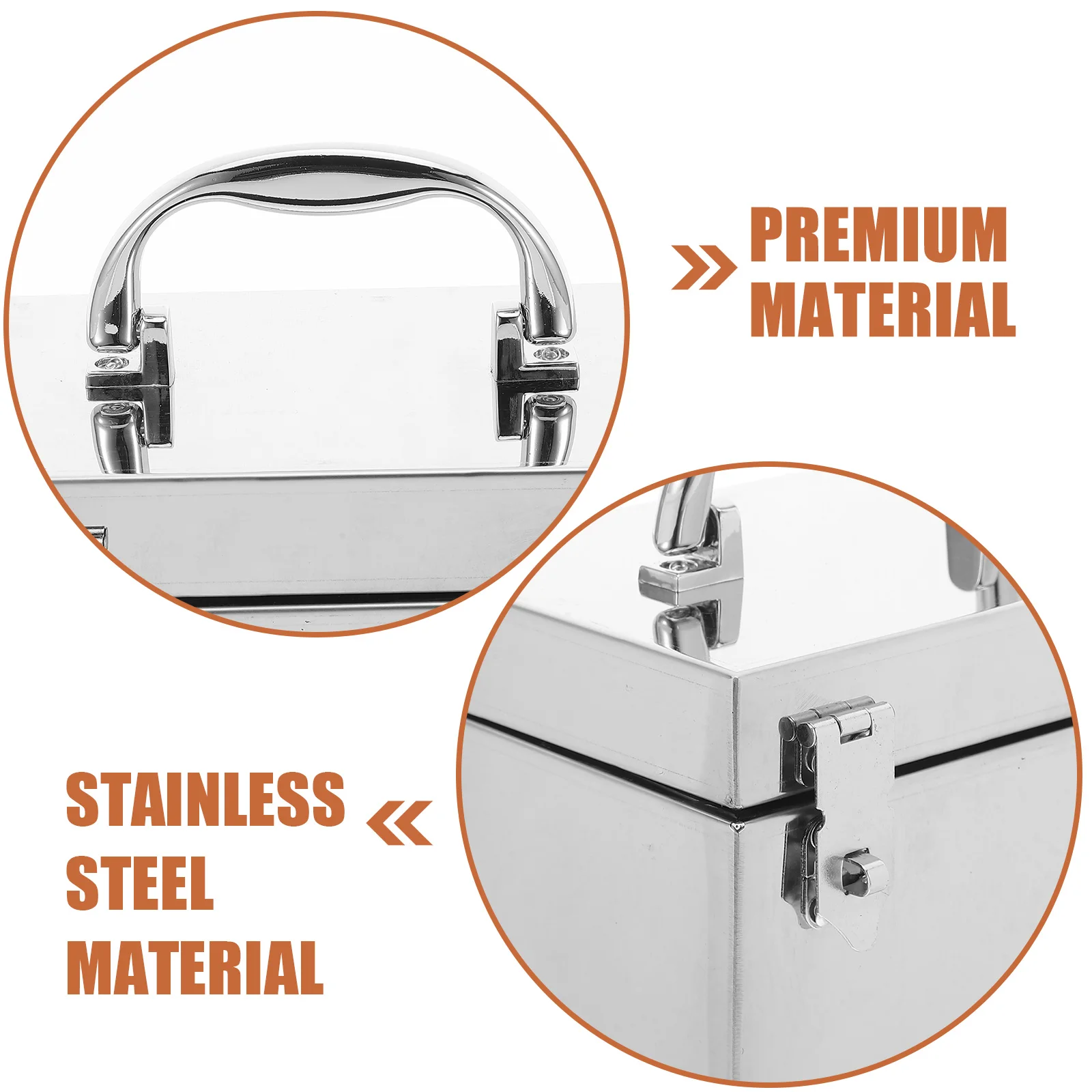 Stainless Steel Lockable Cash Box Portable Safe Deposit Security Storage Box for Office Home Bills Coins Receipts Tools