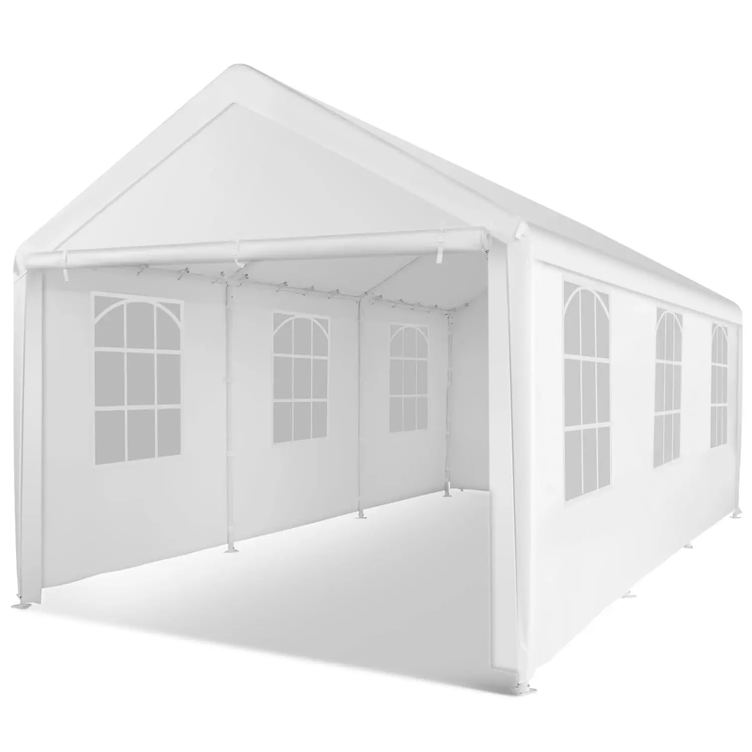 

Усиленный навес 10x20 для автомобиля, грузовика, лодки, водонепроницаемый, с УФ-защитой, с откатными окнами, съемными боковыми стенками, 8 опор, на заказ