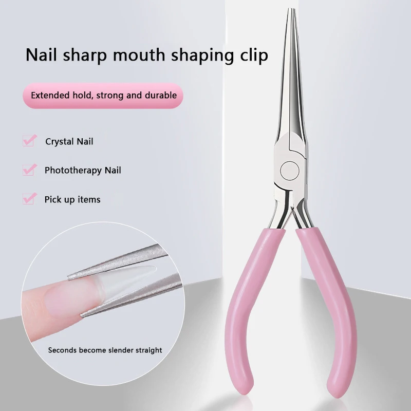 

Acrylic Nail Shaping Tweezers C Curve Pinching Tool Gel Quick Building Extension Tips Clips Pink Nail Art Design Manicure Tools