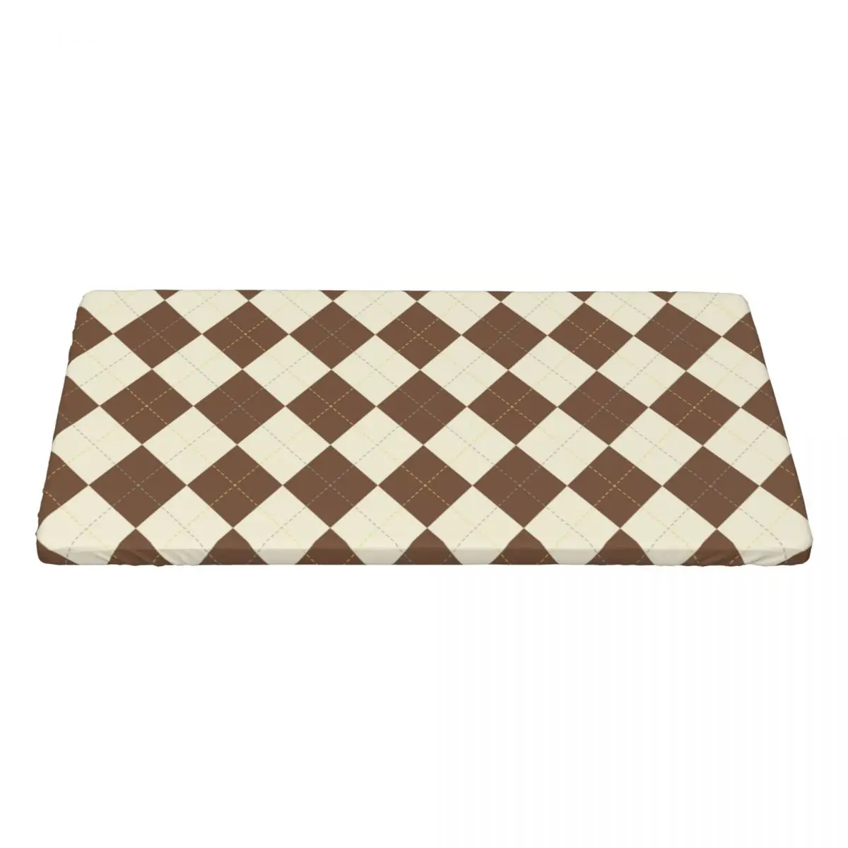 Custom Rectangular Waterproof Modern Brown Cream Color Argyle Pattern Table Cover Table Cloth 4FT Tablecloth for Dining