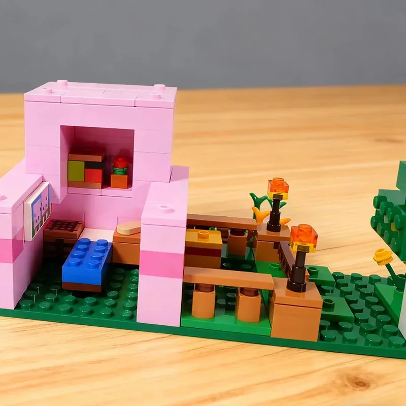 Conjuntos moc compatíveis meu mini mundo série de jogos blocos de construção o bebê porco casa modelo presente das crianças montagem brinquedos 21268
