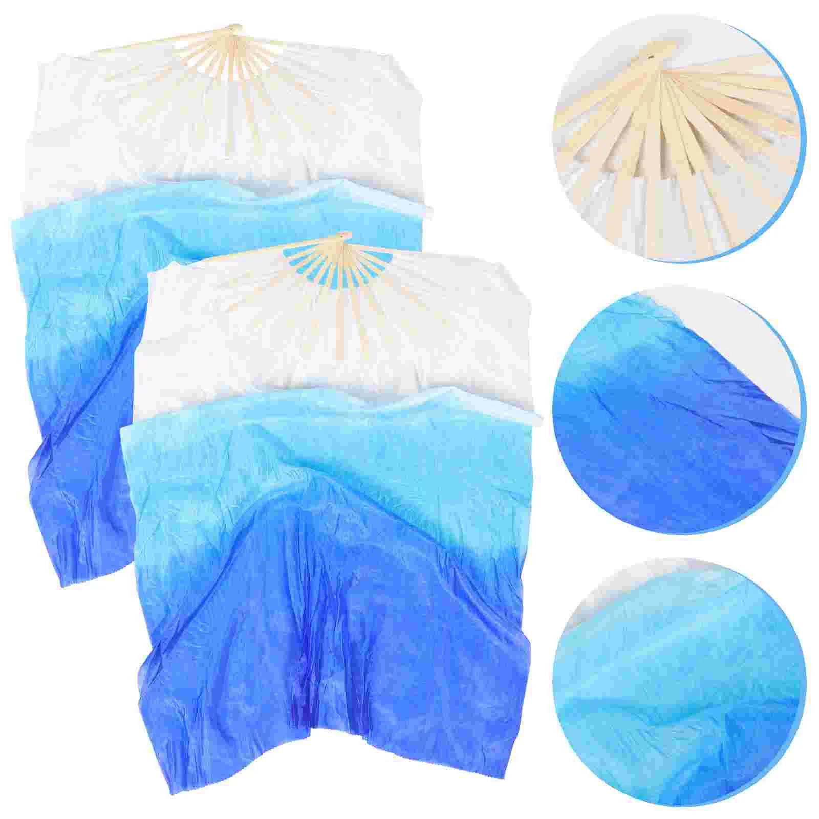 2 Pcs Fan Hand Held Color Gradient Yangko Square Dancing Supplies Handheld for Cloth Fabric Women's Woman