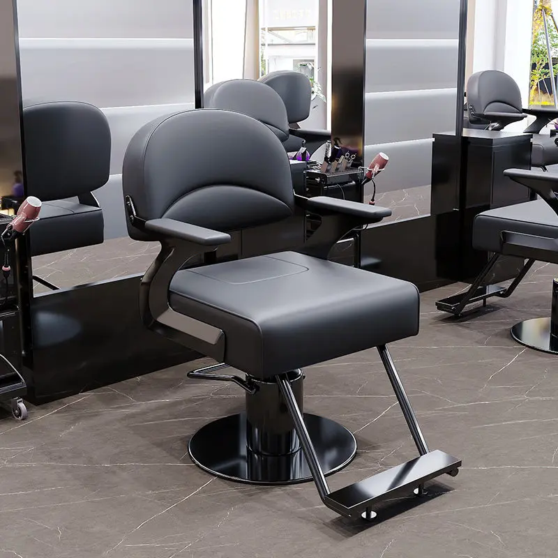 

Italian Aesthetic Barber Chair With Footrest Specialty Rotating Leg Metal Barber Chair Premium Glamour Silla Barberia Furniture