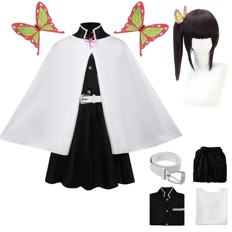 

Tsuyuri Kanawo Cosplay Costume Anime Kisatsutai Uniform Comic-con Ponytail Wig Butterfly Headwear For Woman Man Dress Up Outfits
