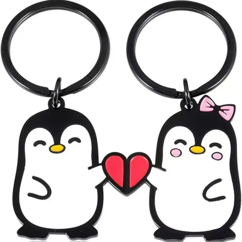 Couple Splicing Stainless Steel Penguin Keychain Couples Jewelry Valentine’s Day Gift for Boyfriend Girlfriend