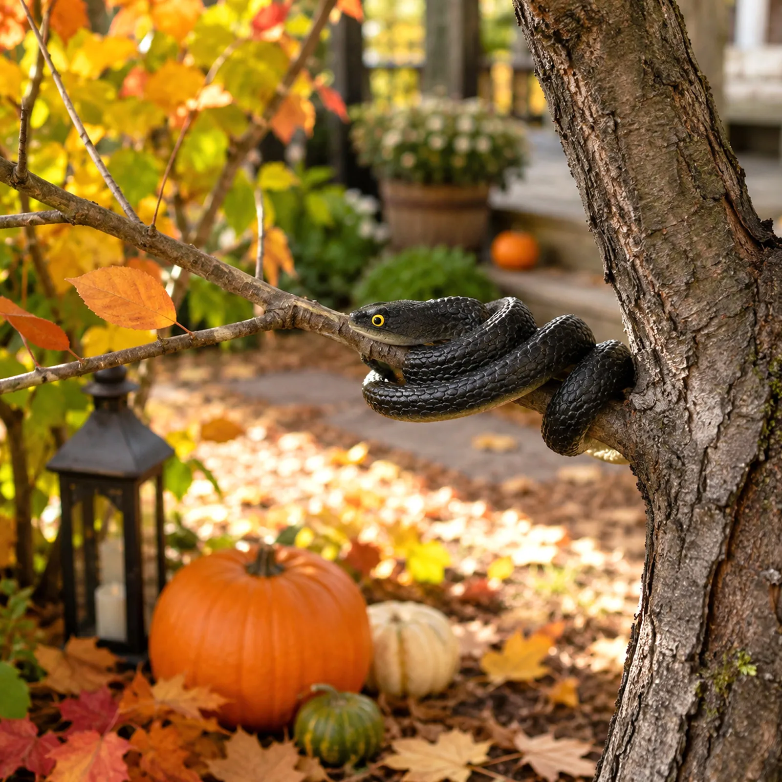 Realistic Large Snakes Toy Keep Birds Away for Outdoor Garden, Simulated Snake Toys, Halloween Prank Props Scare Toy