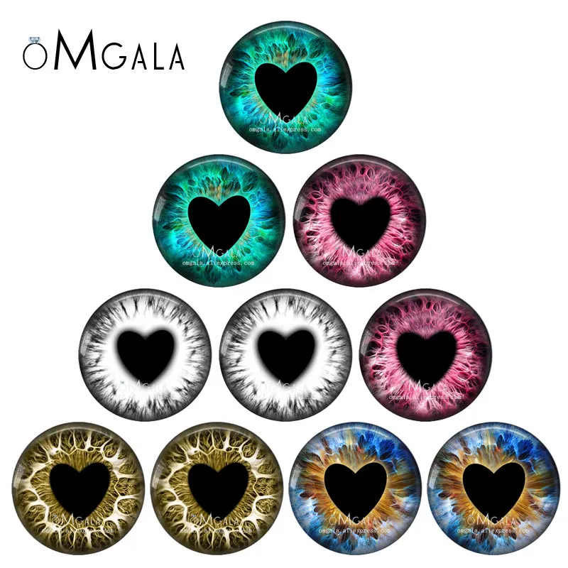 5 Pairs Heart Shape Pupil Doll Eyes Drogon Animals Eyes For Toy Round Glass Cabochon Dome Demo Flat Back Making Findings