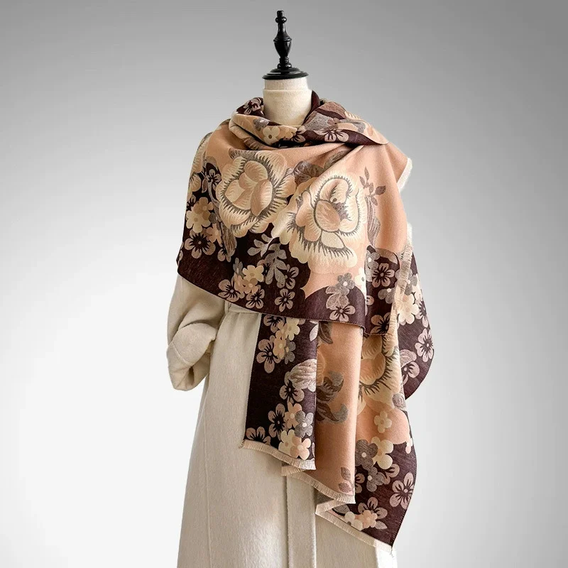 

Women's Winter Luxury Thick Warm Pashmina Wrap Imitation Cashmere Scarf with Jacquard Design for Casual Wear