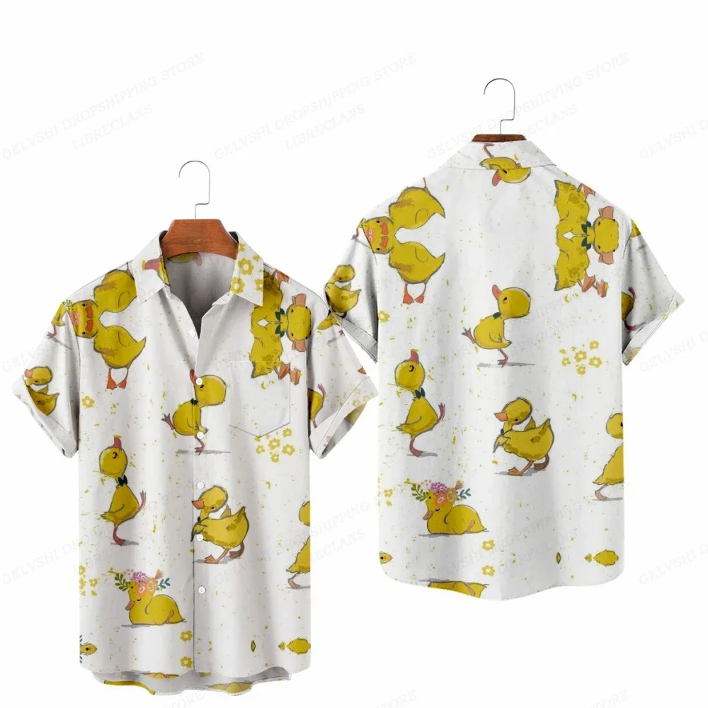 Funny Duck Shirts Hawaiian Shirts Men Women Fashion Beach Oversized Shirts Mens Professional Lapel Shirts Animal Camisas Boys Cl