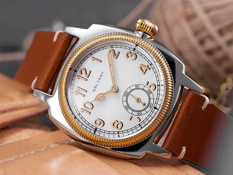 Baltany S4036 Herren Automatikuhr 1926S Oyster Tribute Vintage Dress Watch 36mm Kleine Quadratische Elegante Lederuhr 200M Wasserdicht – Detail 5