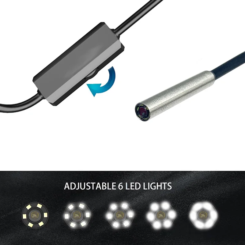 1MP 3.3 ملم 80 °   كاميرا المنظار الصناعي لفحص خطوط الأنابيب 1.5 متر USB Type-C أندرويد 3 في 1 مسبار المنظار الحبلي الناعم