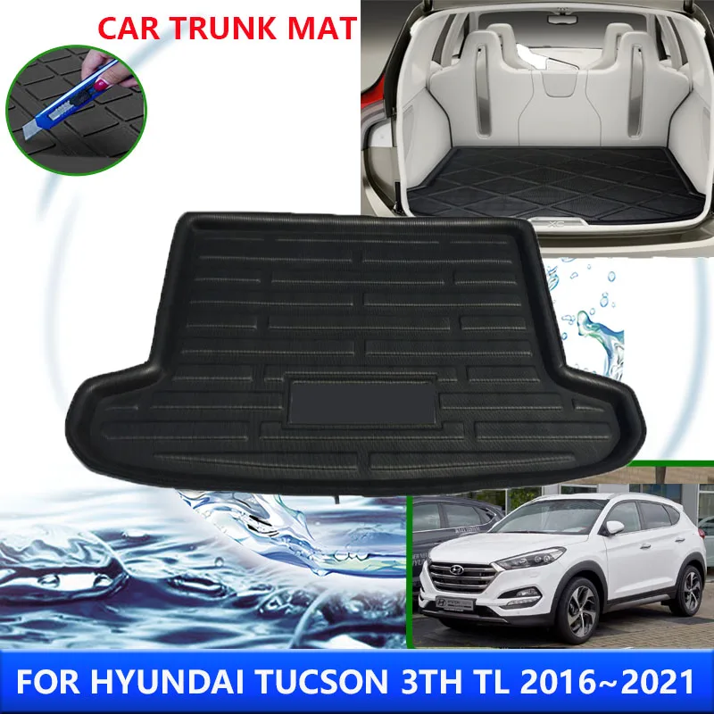 

For Hyundai Tucson 3th TL 2016~2021 2017 2018 2019 2020 Car Rear Trunk Pads Auto Waterproof Liner Anti-Fouling Mat Accessories