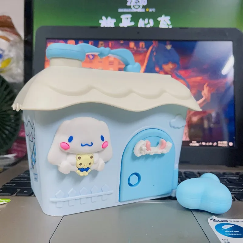 Kawaii Sanrio Piggy Bank Hello Kitty My Melody Cinnamoroll Cartoon Piggy Bank House Shape Desktop Storage Box Girl Birthday Gift