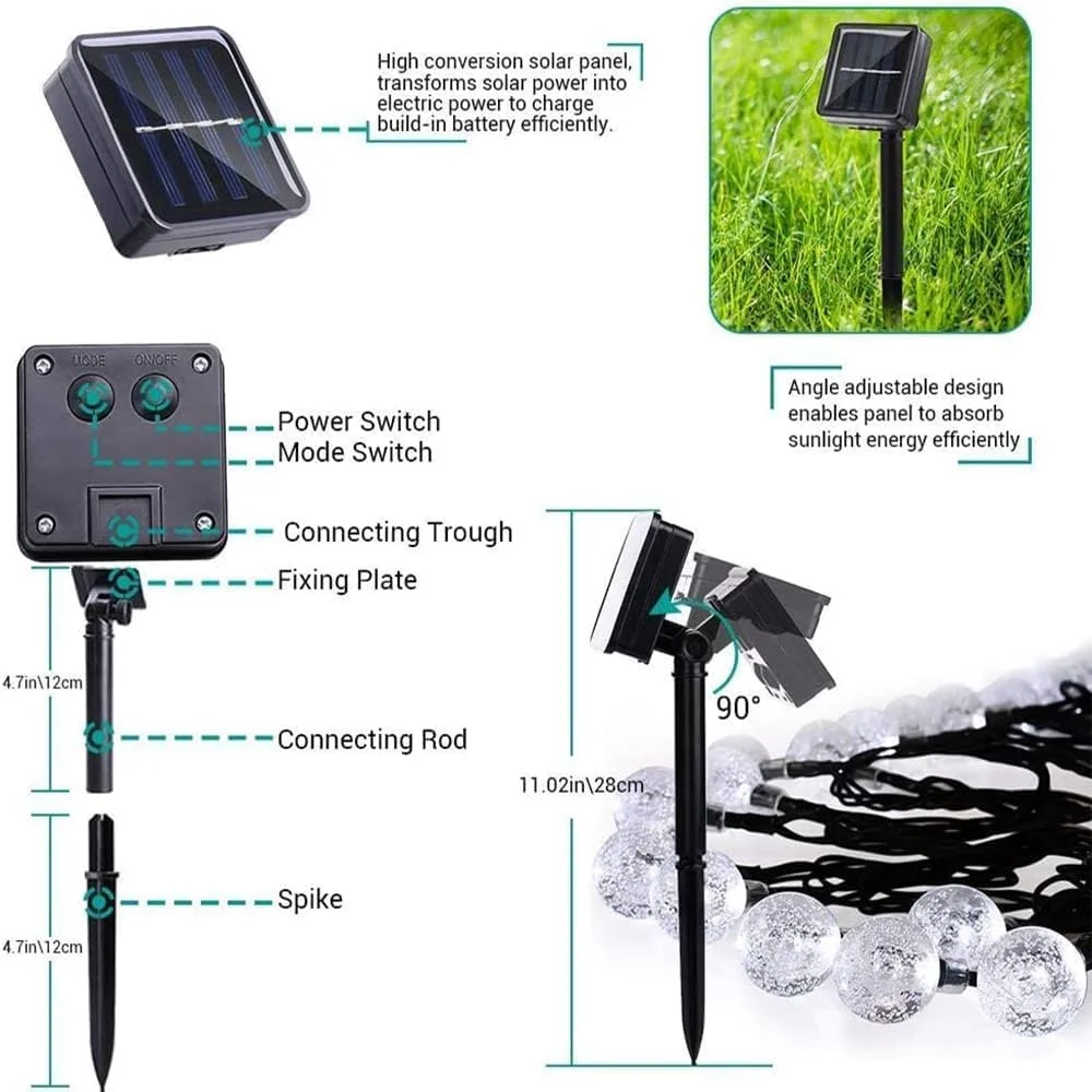 Glühbirne Solar Kristall kugel, Blase Lichterkette, wasserdichte Solar Outdoor Lichtst reifen, Weihnachts hof Dekoration