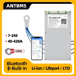 ANT BMS 리튬 배터리 블루투스 내장 밸런스, 7S-16S 17S 18S 19S 20S 21S 22S 23S 24S 스마트 BMS 200A 450A 600A 1050A