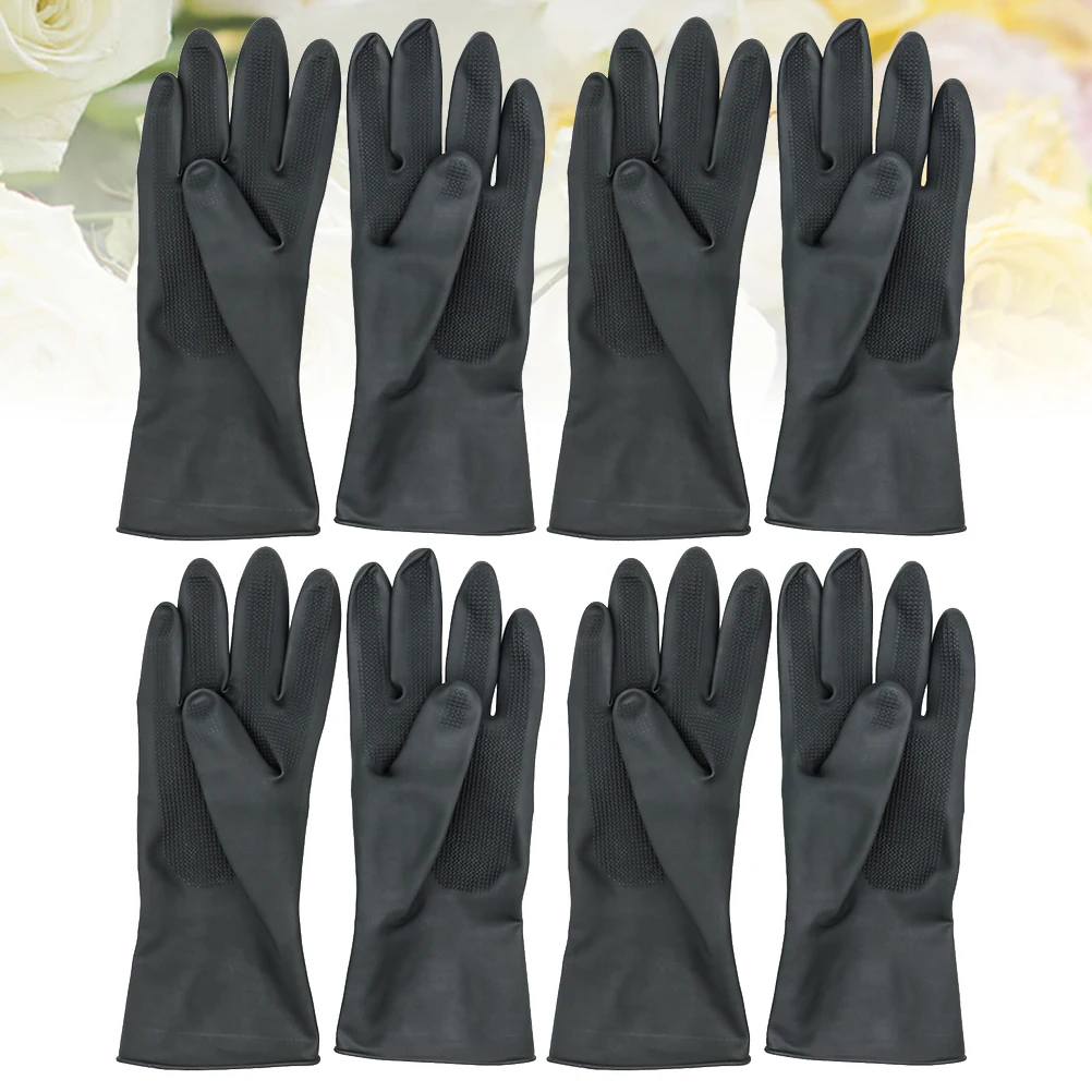 

4 Pair Waterproof Perming and Dyeing Gloves Salon Rubber Hairdressing Protection