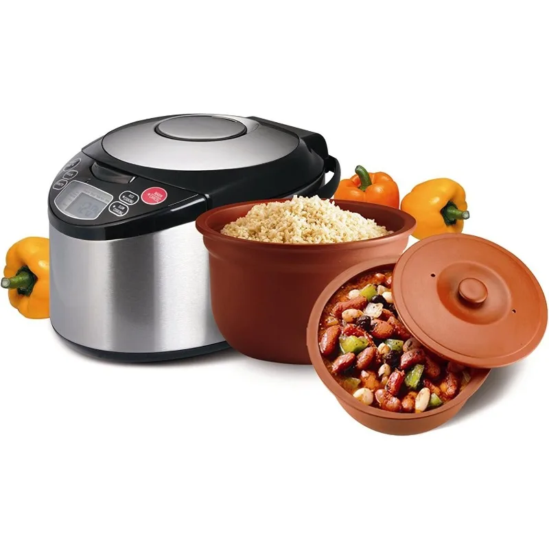 Smart Organic Clay Pot Multi Cooker - Toxin Free Clay Rice Cooker, Delay Start Slow Cooker, Stew Cooker, Electric Soup Pot