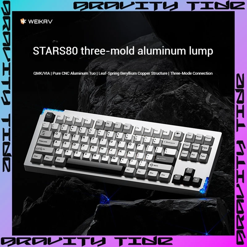 Weikav Stars80 V2 Wired QmK/Via Mechanical Keyboard Aluminium Alloy Three Mode Custom Hot Swap Quickly Dismantle Rgb Keyboard