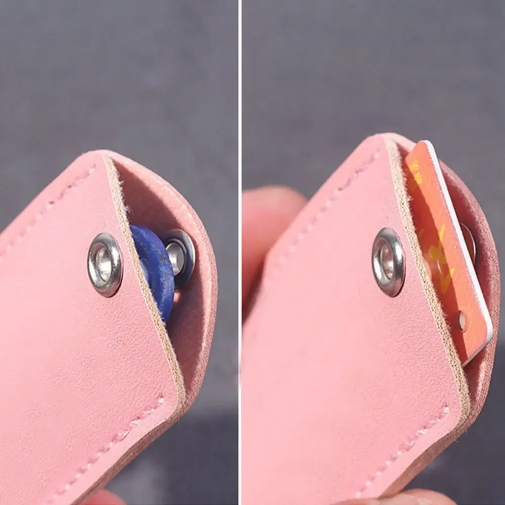 Useful Protective Card Sleeve With Keychain PU Leather Badge Card Holders Rectangle Key Pouch For Airtag