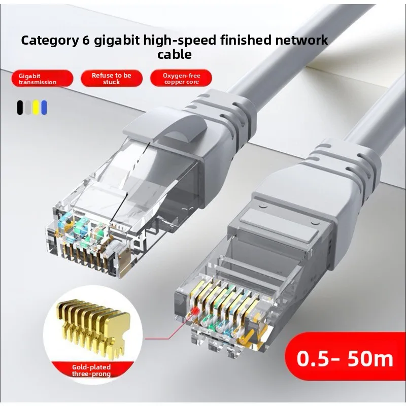 

5M Grey Category 6 UTP Network Cable 8-Core Twisted Pair High-Speed Gigabit Finished Jump Cable for Fast Internet Connection