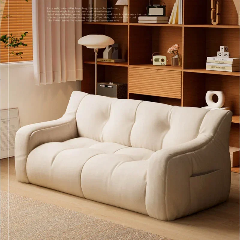 

Factory Cream Bean Bag Sofas Kawaii Minimalista Nordic Ergonomic Modern Couch Italian Upholstery Canape Salon Home Furnitures