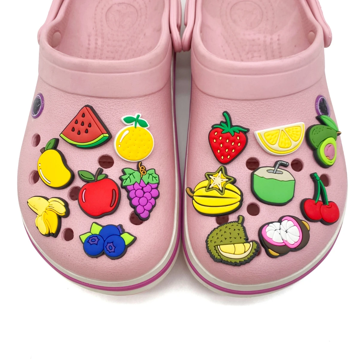 15-Pack Fruit Croc Charms - Cute PVC Soft Rubber Shoe Decor for Sandals, Beach Bags & Garden Shoes - DIY Creative Accessories
