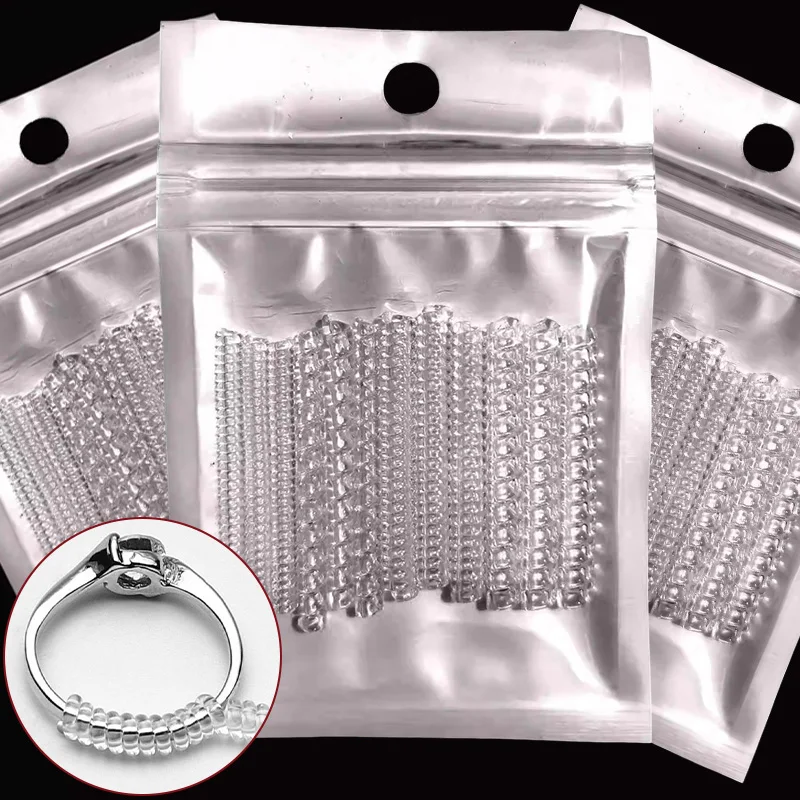 新しい目に見えない透明リングサイズリデューサースパイラルスプリングベースリング調整可能な締め付けネジ調整ジュエリーツールアクセサリー