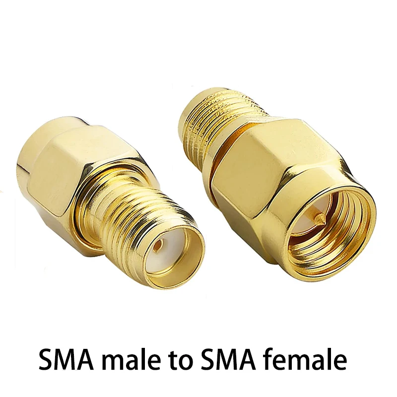 Conector coaxial RF SMA para adaptador RP SMA, macho para conversor RP-SMA fêmea, latão de cobre banhado a ouro, 1Pc