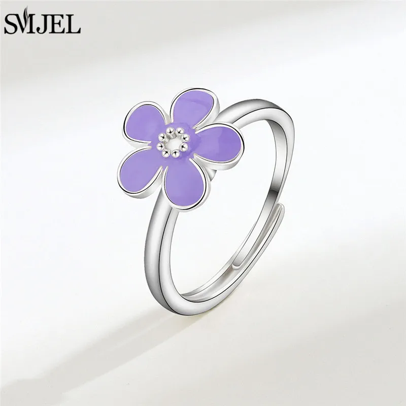SMJEL Rotatable Freely Spinning Anti Stress Anxiety Rings for Women Cute Daisy Flower Spinner Fidgets Ring Wedding Jewerly Gift