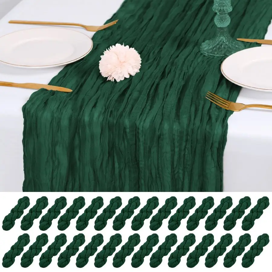 

Упаковка Изумрудно-зеленая марлевая дорожка для стола 17x108 дюймов, полупрозрачная марлевая салфетка в стиле бохо, тканевые дорожки для стола, для свадьбы