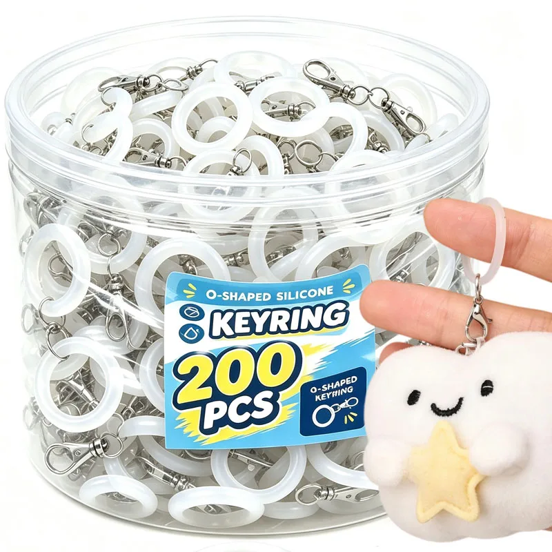 Transparent O-Shaped Silicone Keyring Flexible Rubber O Rings Keychain Connectors DIY Jewelry Bag Charm Making Small Accessory