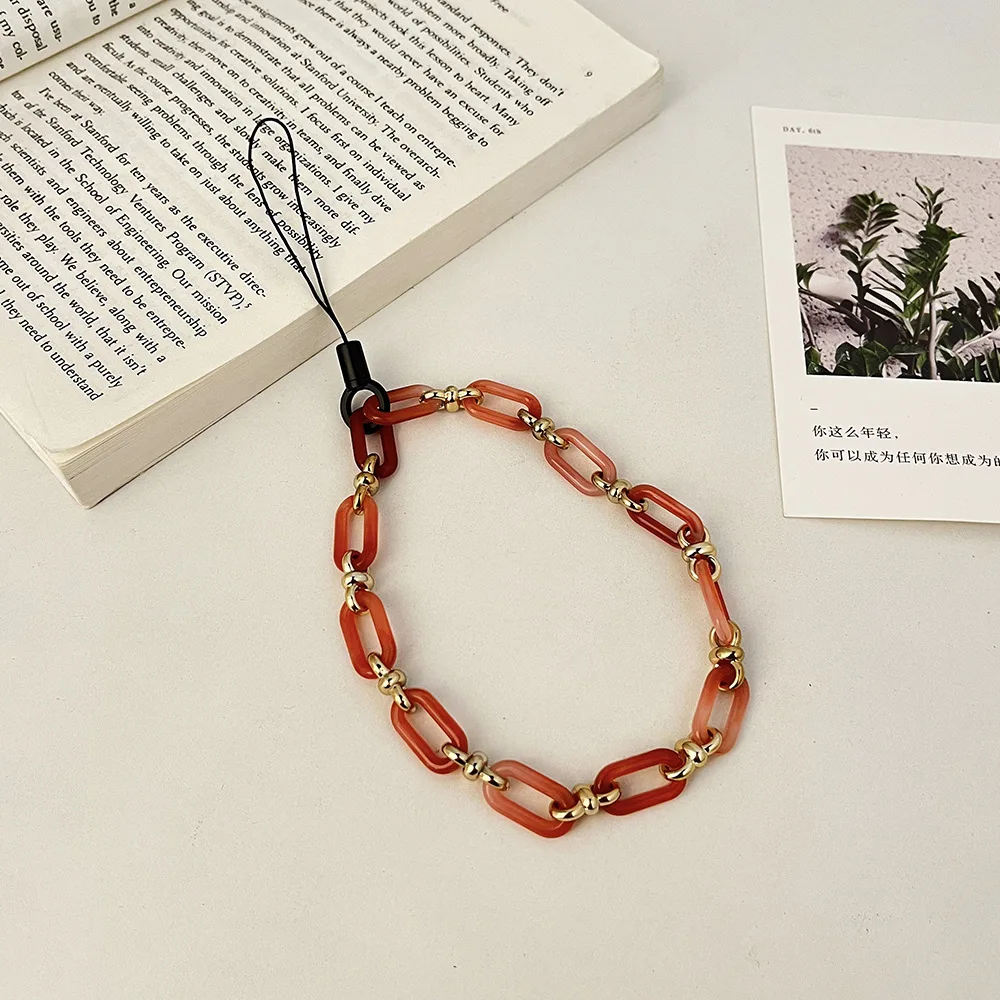 Trendy Acrylic Phone Chain Elegant Anti-lost Mobile Phone Cord Colorful Phone Wrist Strap Cellphone Accessories Jewelry Gift