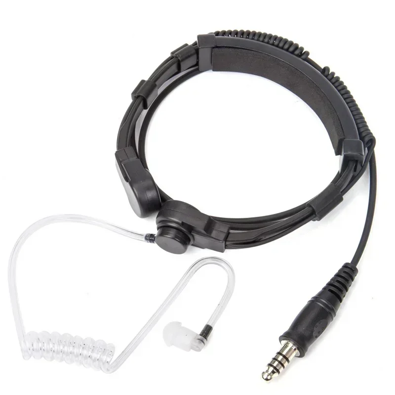 Telescopic Heavy Duty Tactical Throat Vibration Mic Headphone Headset Microphone NATO Plug for Walkie Talkie Radio