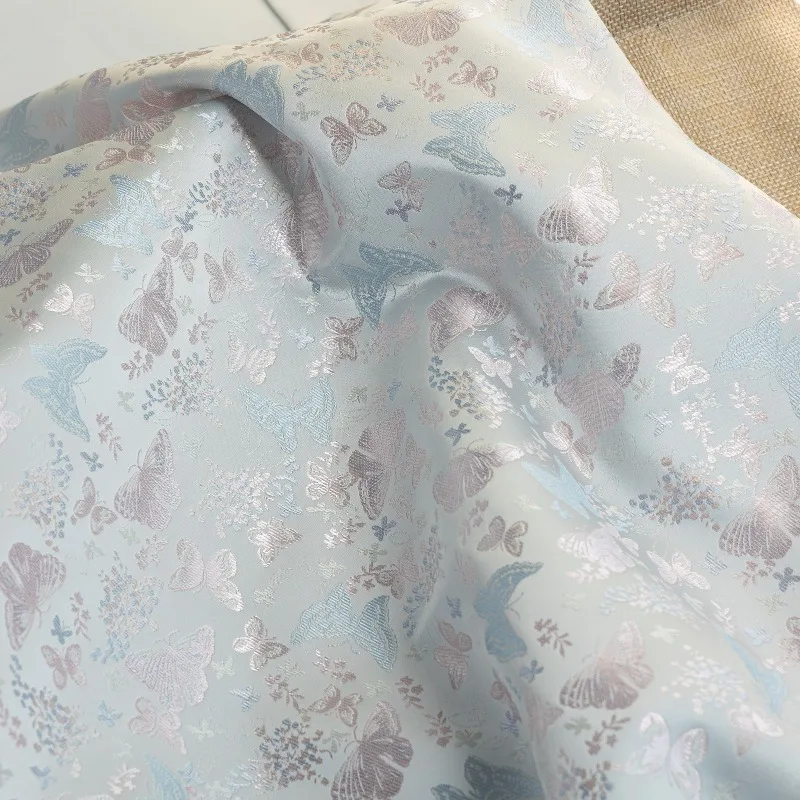 

Glossy Butterfly Woven Satin Jacquard Fabric Spring Summer Autumn Dresses Formal Dresses Vests Jackets Skirts Hanfu Fabric
