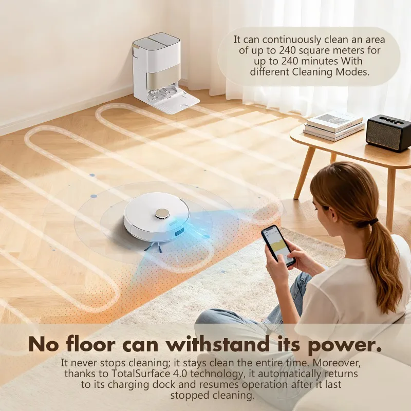 Robotic Vacuum Cleaner With Wet Dry Function Remote Control Robot Mop House RV Smart Wireless Sweeping Battery Powered
