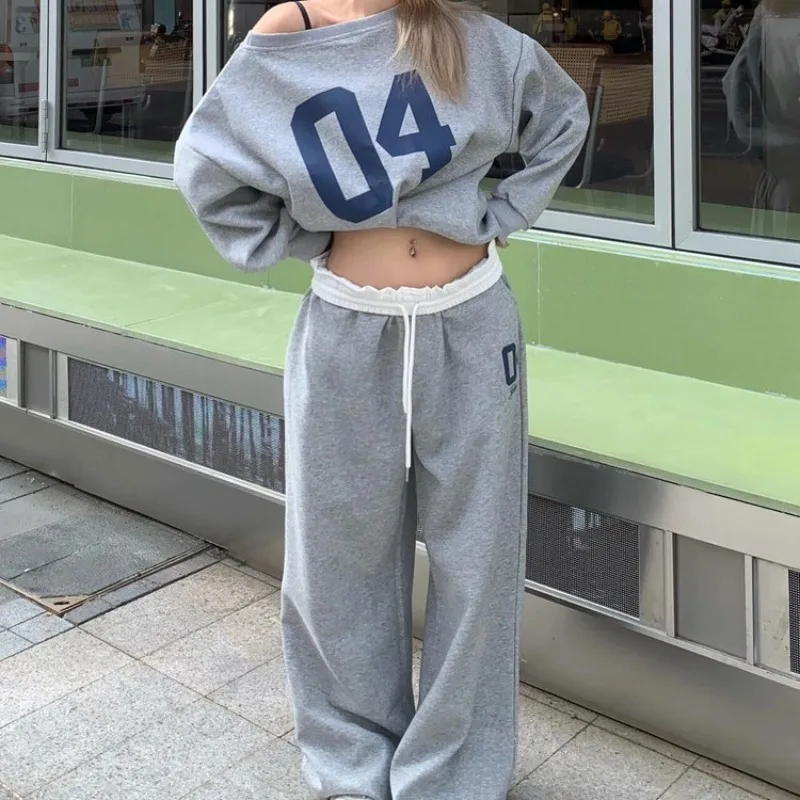 Fashion Temperament Popular Retro Sports Pants for Women in Spring and Summer High Waisted and Drooping Casual Pants Loose Pants