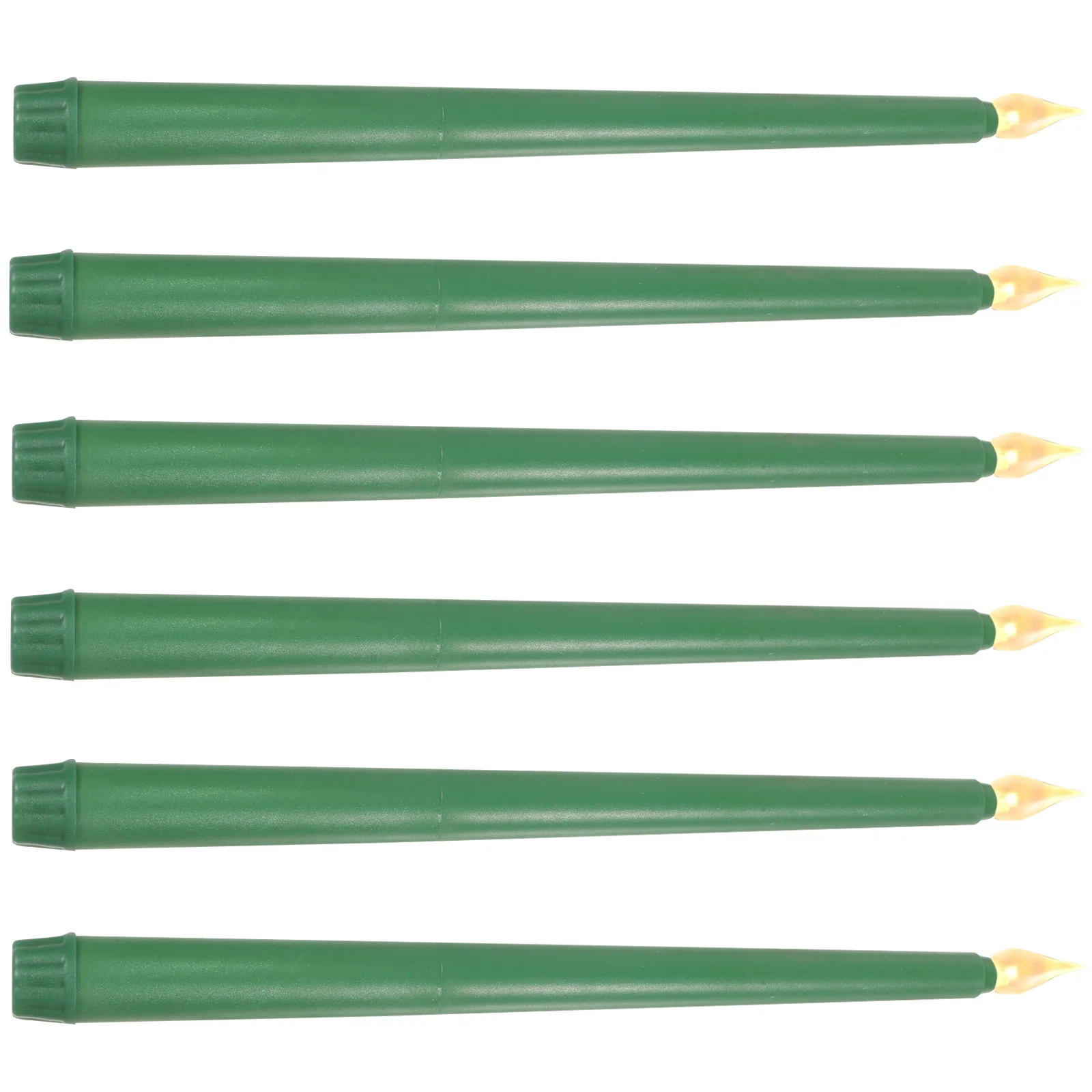 6 Pcs LED Colored Lights Green Candles Plastic Pp Flameless Taper